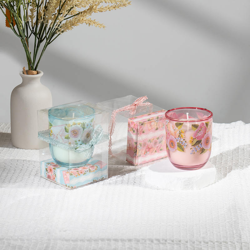 شمع معطر فنجان شیشه ای گرد روز مادر-تولید کننده شمع سویا Eco