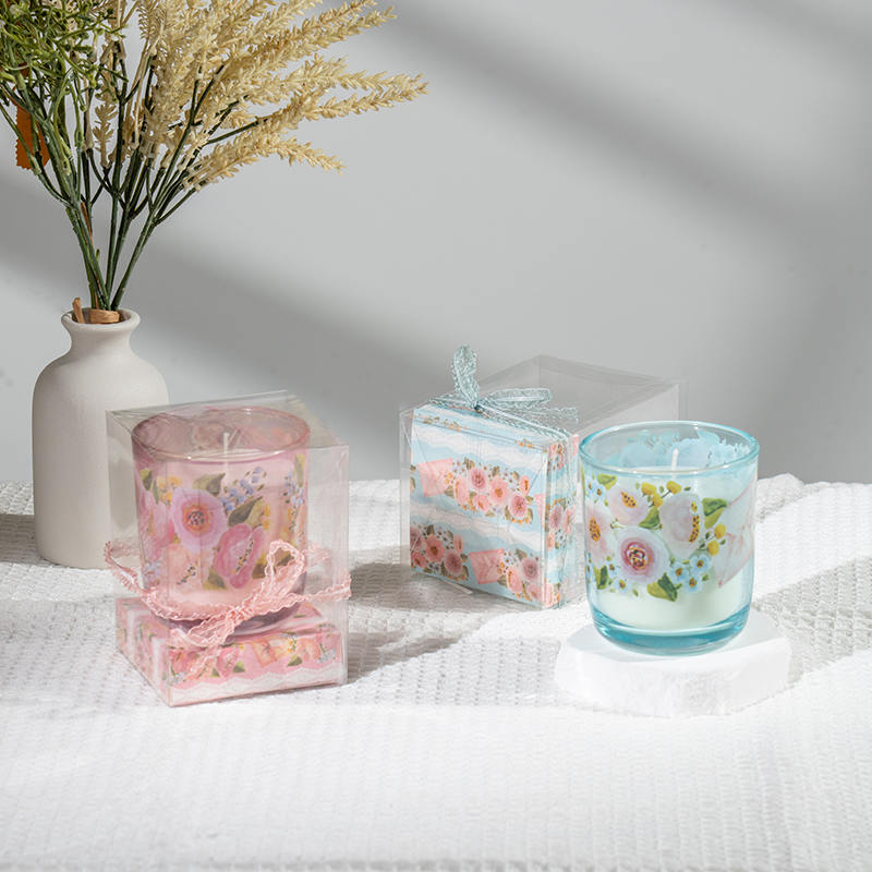 شمع معطر فنجان شیشه ای گرد روز مادر-تولید کننده شمع سویا Eco