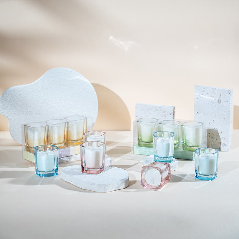 ست شمع مربعی 3 عدد با رنگ گرادیان