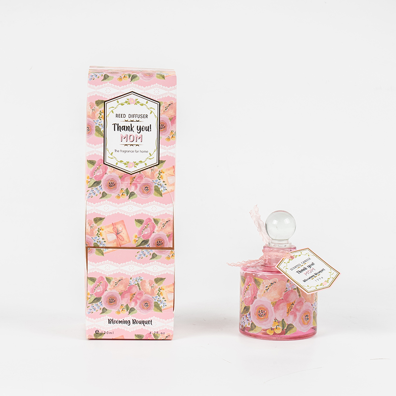 دیفیوزر نی بطری شیشه ای گرد و زیبای روز مادر