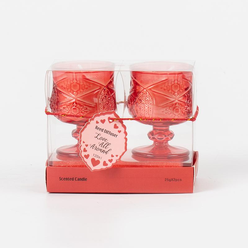 شمع معطر فنجان شیک کلاسیک ولنتاین 2PCS ست-سازنده ست شمع موم سویا اکو اکو