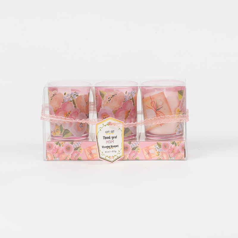 شمع های معطر فنجان شیشه ای گرد کلاسیک کلاسیک روز مادر 3PCS ست تولید کننده شمع سویا اکو