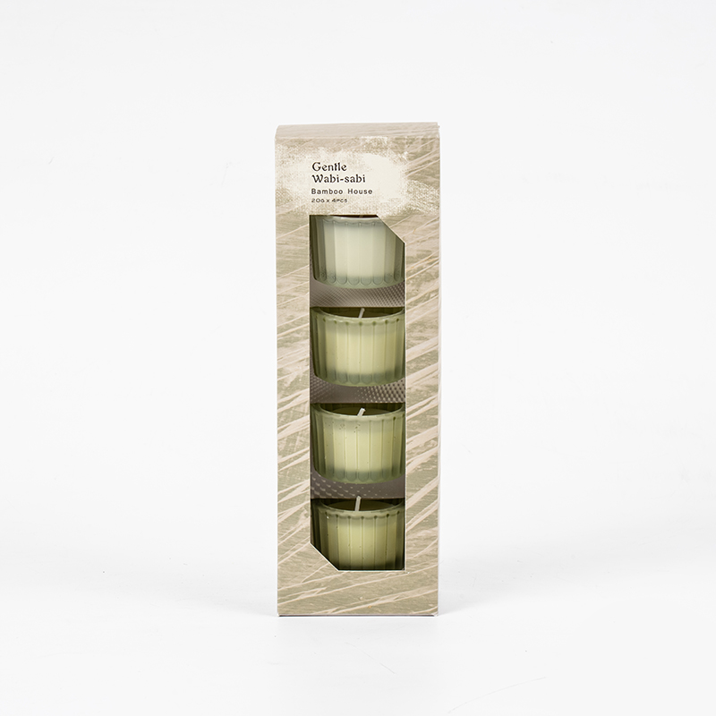 ست 4 فنجان شمع راه راه عمودی شیشه ای کوتوله کوچک