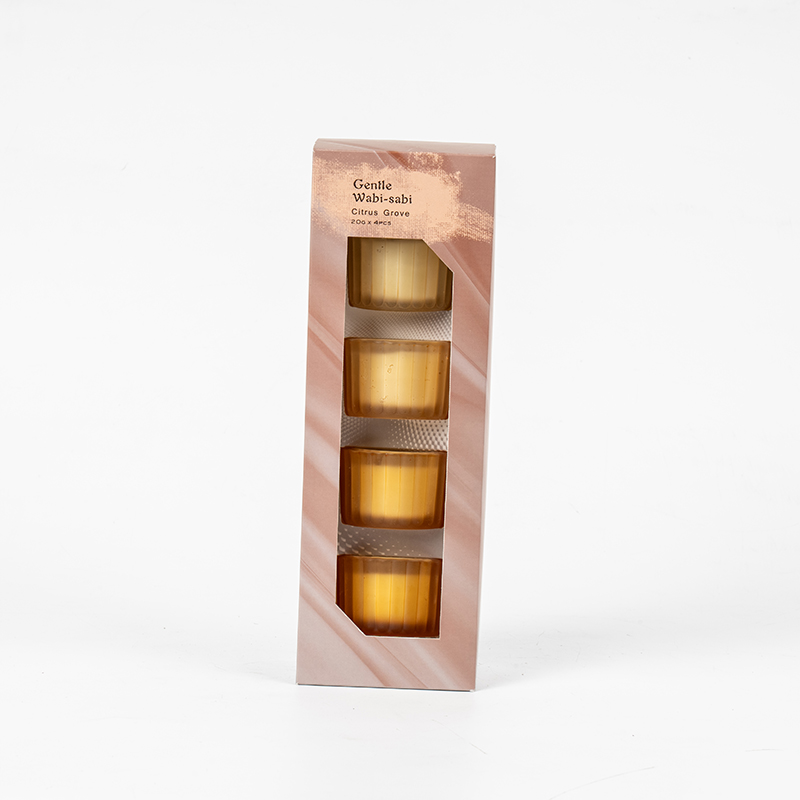 ست 4 فنجان شمع راه راه عمودی شیشه ای کوتوله کوچک